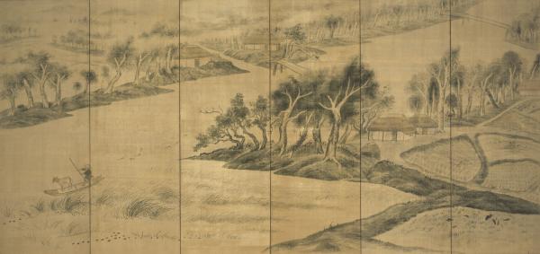 [展示室1]金の世界　小川芋銭《江村六月 雲巒烟水》修復を記念して<br />
2026年11月12日(木)～2027年１月11日(月・祝)